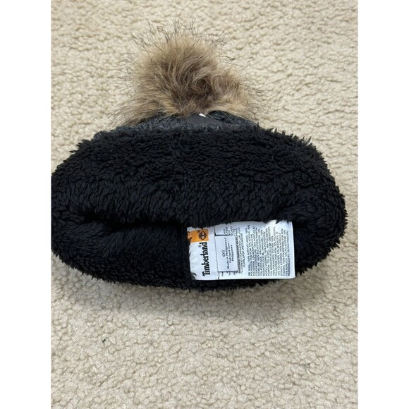 NWT Timberland Women`s Cable Knit Cuff Fleece Lined Pom Pom Gray Hat Beanie - Picture 4 of 6